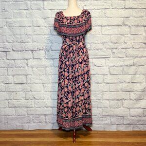 Margaux Riviera Red White & Blue Floral Maxi Dress